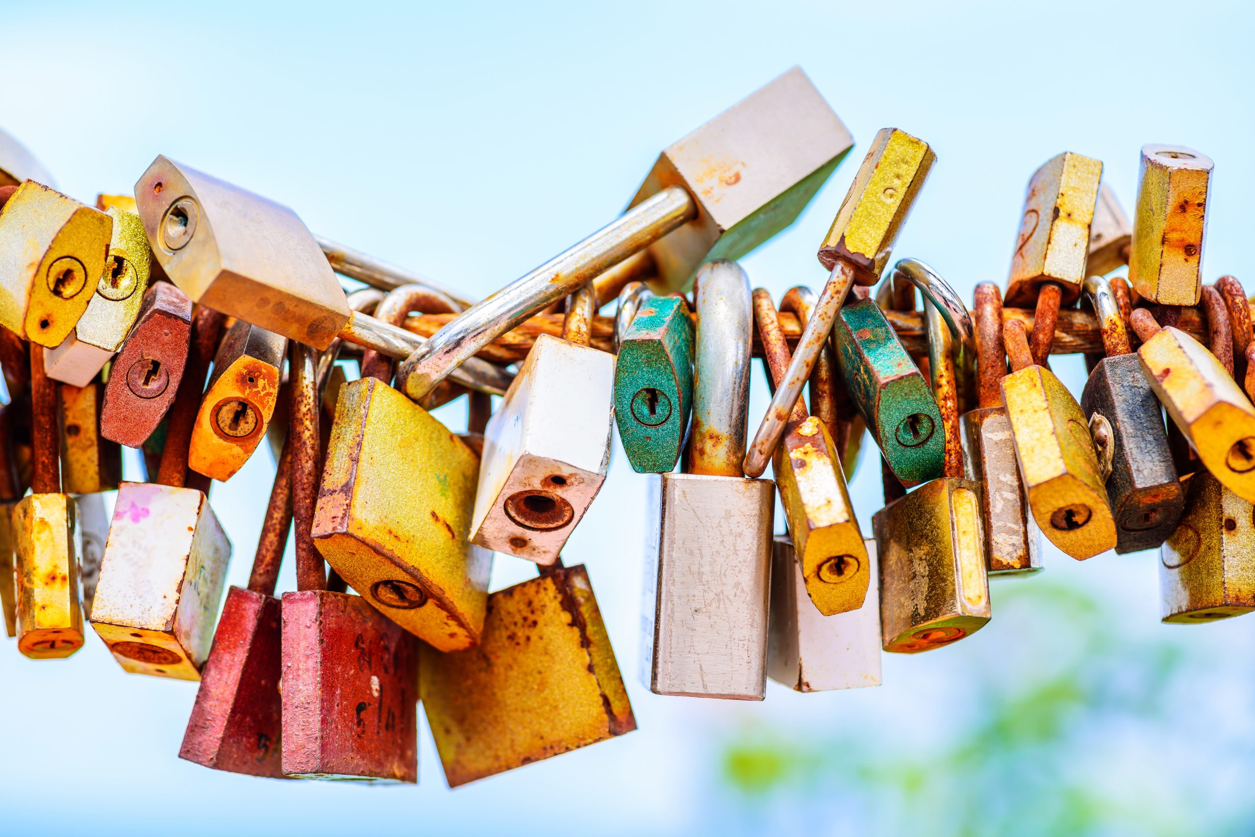 a group of padlocks